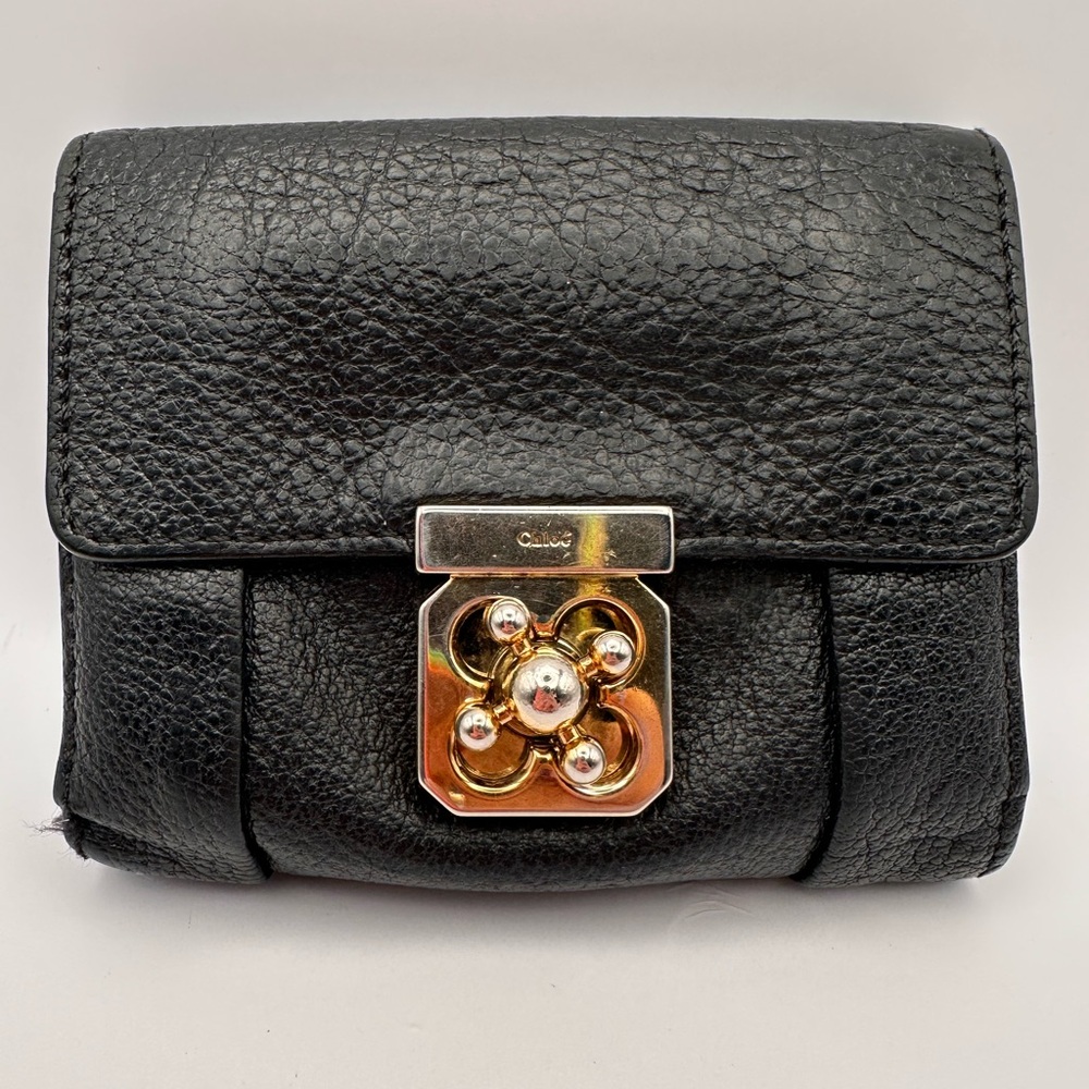 Chloe Black Leather twist lock wallet